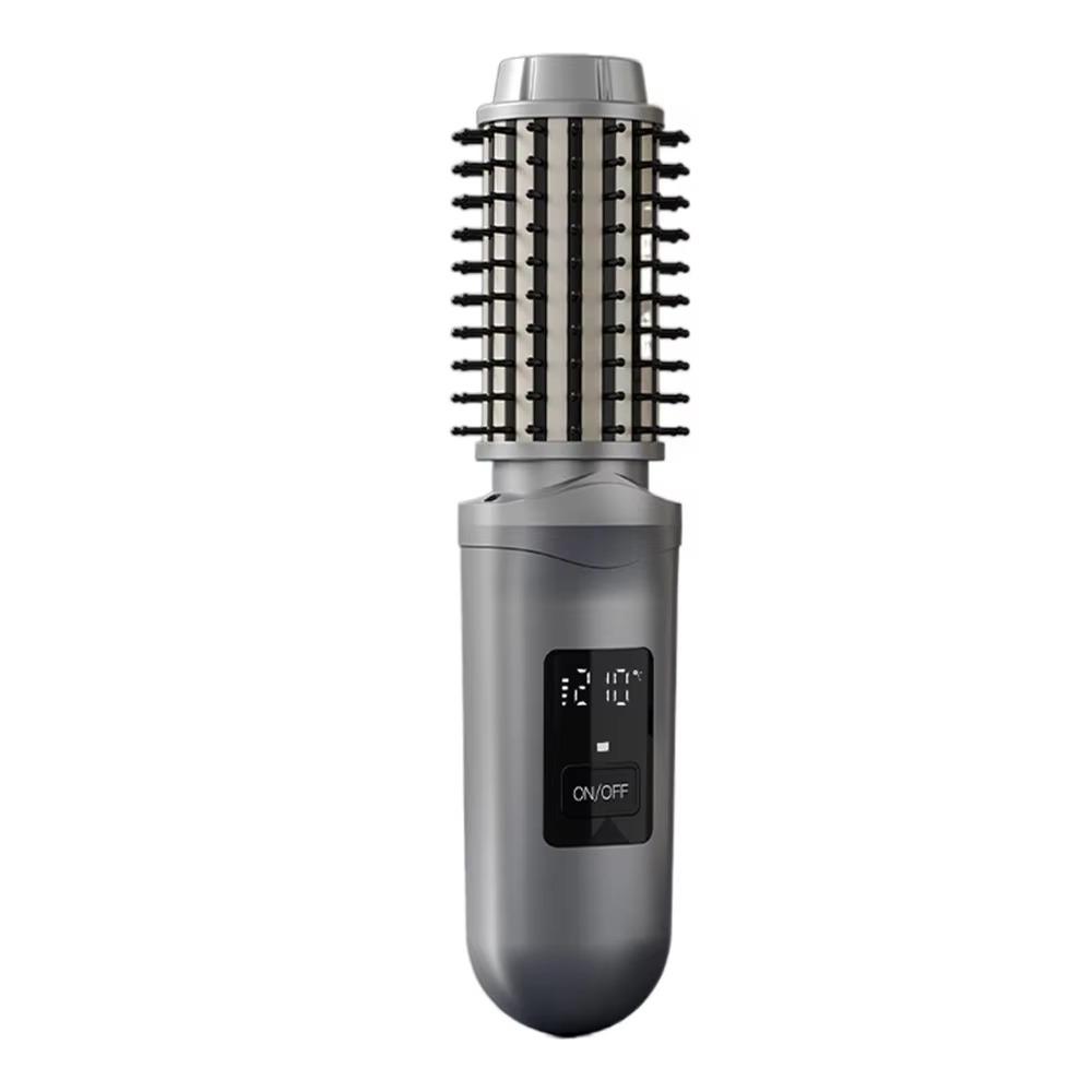2 in 1 Negative Ion Straighten Brush Cordless Hair Flat Iron Hair Styling Comb  Travel Use серый