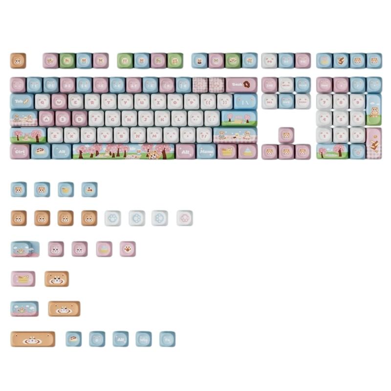 135Key Cute Panda Spring Themed Keycap OQO Profile PBT Dye Sublimation Keycap Set for Customs Mechanical Keyboards 1