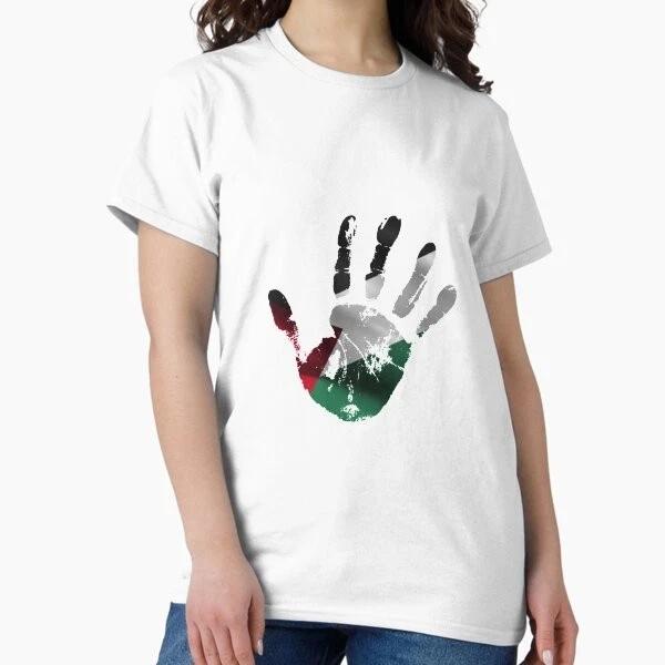 Palestine Flag Handprint Stylish Design Classic Made In Usaaus Tshirt S2xl S