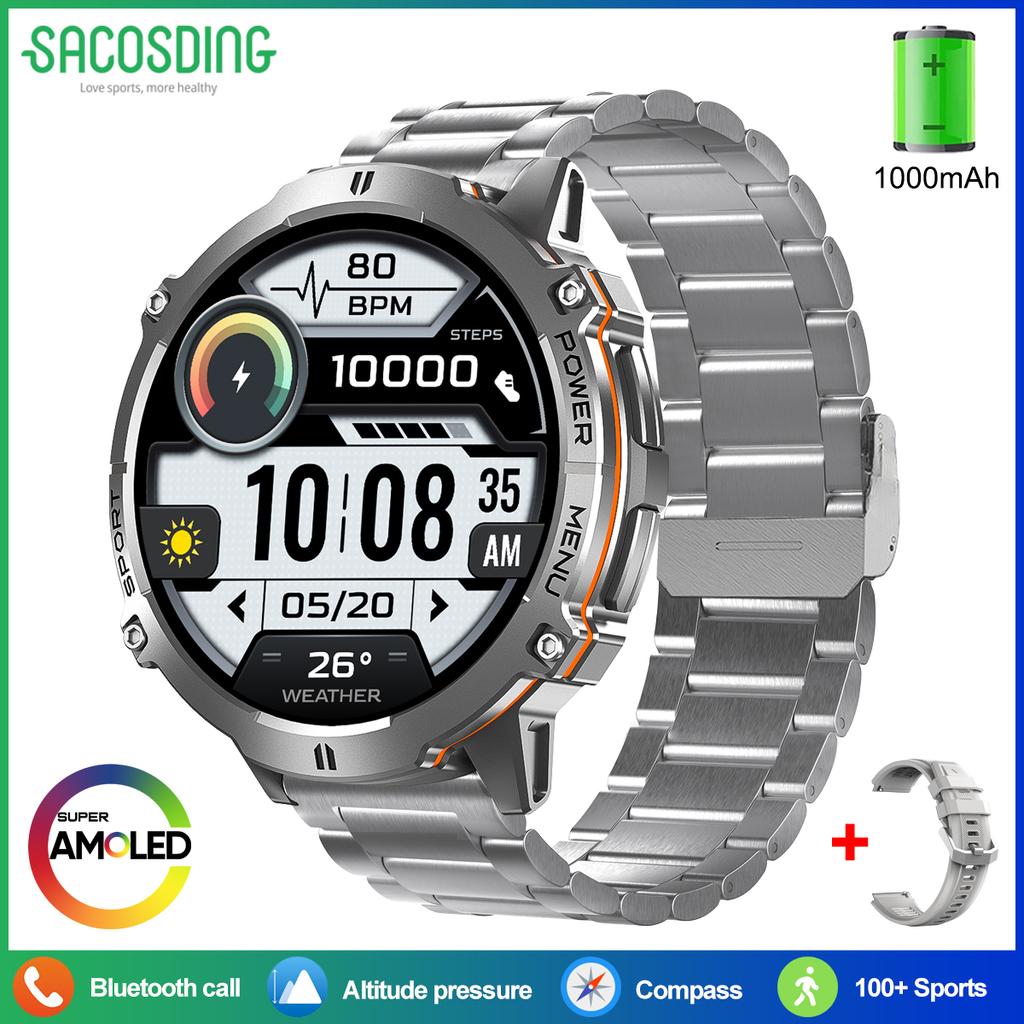 Nová vojenská T-REX3 GPS Track Chytré hodinky pro muže 1000mAh Velká baterie 10ATM Vodotěsné HD Bluetooth volání Venkovní sportovní chytré hodinky