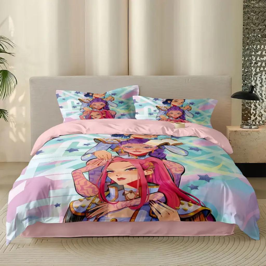 KPop D-Demon Hunters EU Single Halloween Costume Bedding Set - 2-3 Piece Comforter Quilt Duvet Cover Pillow Case Sets