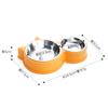 Cat Type Double Bowl Stainless Steel Food Utensils  Home Wind Cat Basin Integrated Pet Bowl Non-wet Mouth Feeding Drinking Water