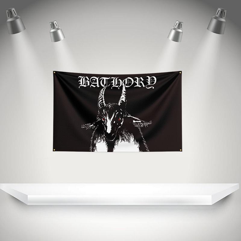 B-Bathorys Flag Rock Music Band Banner HD Printing Tapestry Exhibition, Music Band Fans, Garage Decor