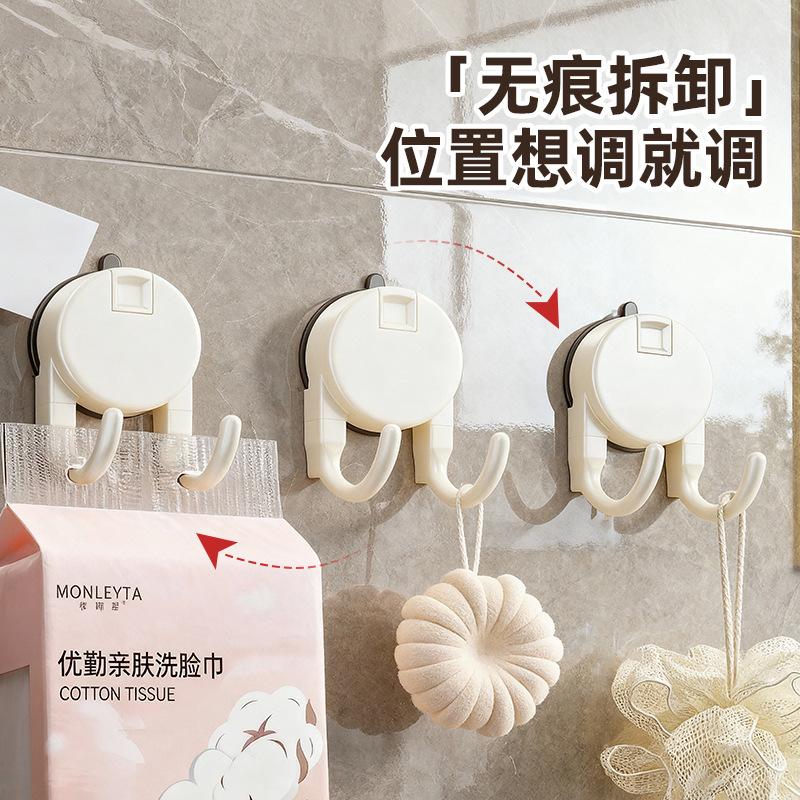 Suction cup paper towel double hook wall-mounted multi-functional strong adhesive hook toilet kitchen bathroom hook