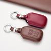 WiiLemz Key Case Compatible with Suzuki/suzuki New Spacia/Solio/Hustler/Jimney Luxury Leather Key Ring Key Cover 4 Buttons (Dark Brown)