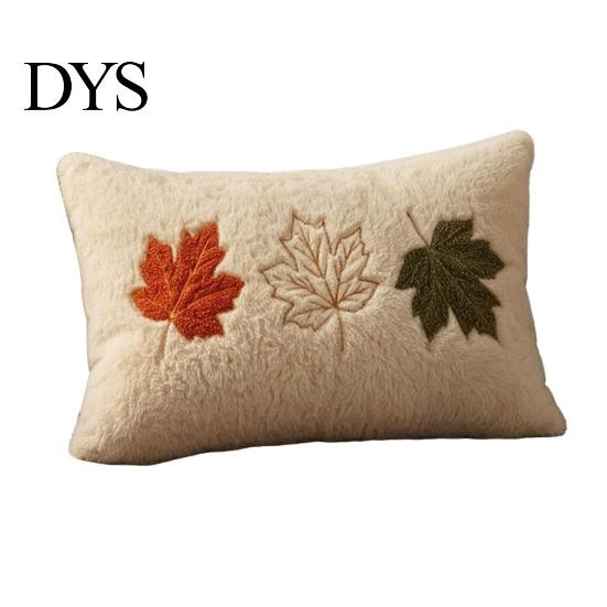 Farmhouse Throw Pillow Case Fall Plush Cushion Cover, Pumpkin Maple Leaf Embroidery Pattern Shams Autumn for Thanksgiving Home Decor Seasonal Textiles
