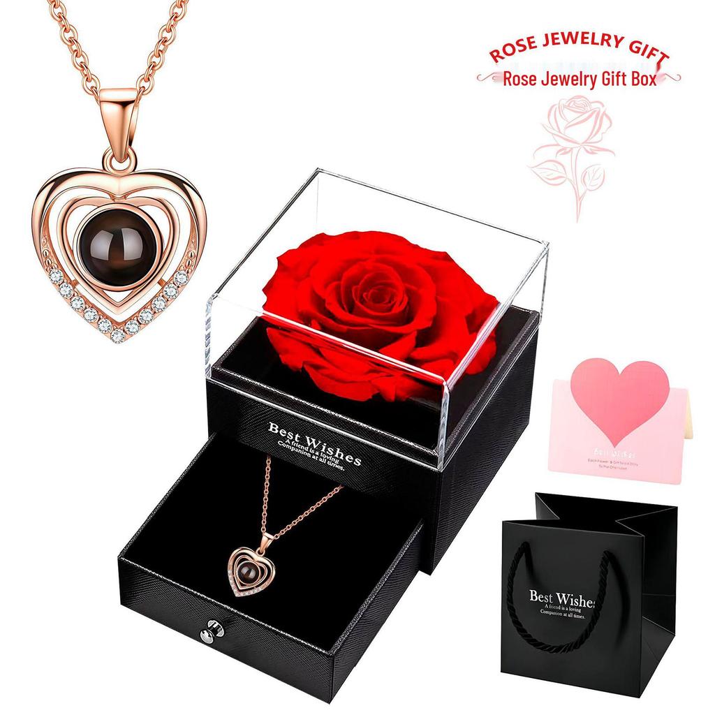 Naszyjnik Projekcyjny Ozon Podwójne Serce: Elegancki Wisiorek z napisem 'Kocham Cię' w 100 Językach