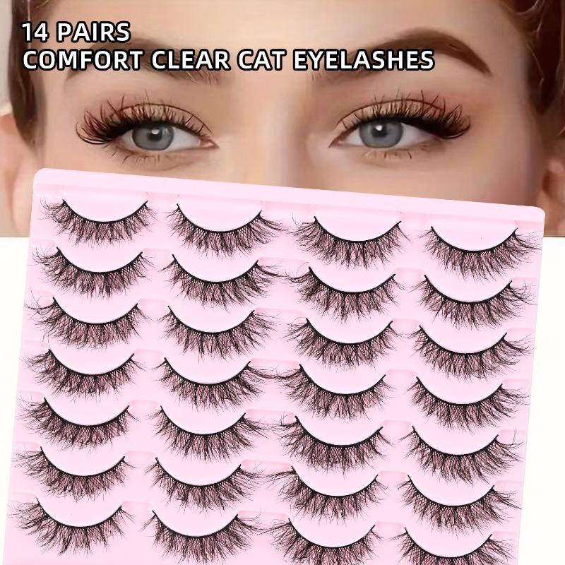 Cross-border European and American Style Flared Lashes, 14 Pairs of Thick, Curled, Naturally Three-dimensional One-piece Lashes