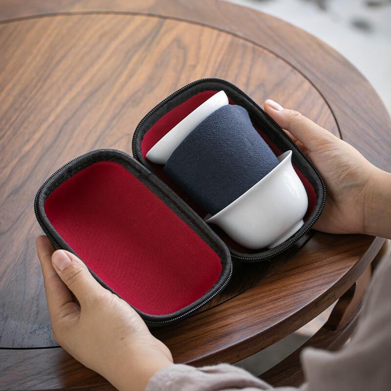 SANGQI Guochao White Porcelain Portable Kung Fu Tea Set