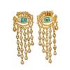 Vintage Crystal Tassel Devil's Eye Earrings Light Luxury Retro High Grade Heavy Duty Earnail Women