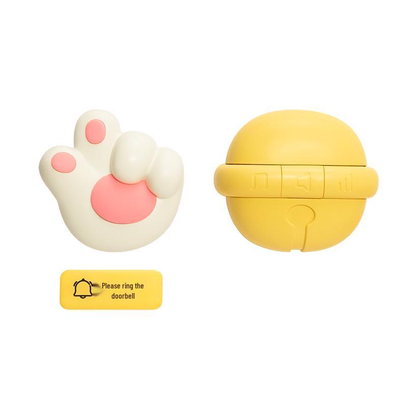 Cute Cat Paw Wireless Doorbell for Home - Long Range, Elderly Entry Alert, Self-Powered