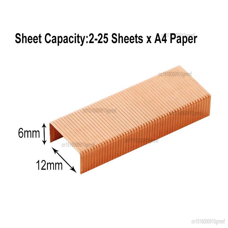 1000pcs Set Metal 12# 24/6 Staples Rose Gold Color Office Accessories School Stationery Binding Supplies