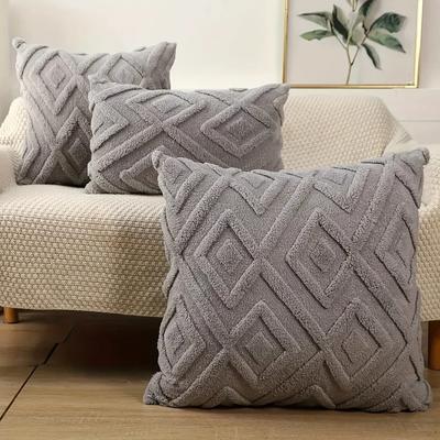 1pc Soft Velvet Diamond Cut Flower Pillow Cover Cushion Cover Soft Square Rectangular Pillow Cover Solid Stripes Home Decor 45CM