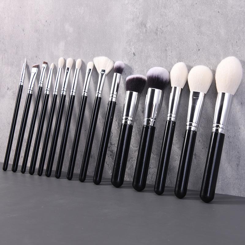 Anmei 15-Piece Animal Hair Makeup Brush Set: Includes Eyeshadow & Blush Brushes
