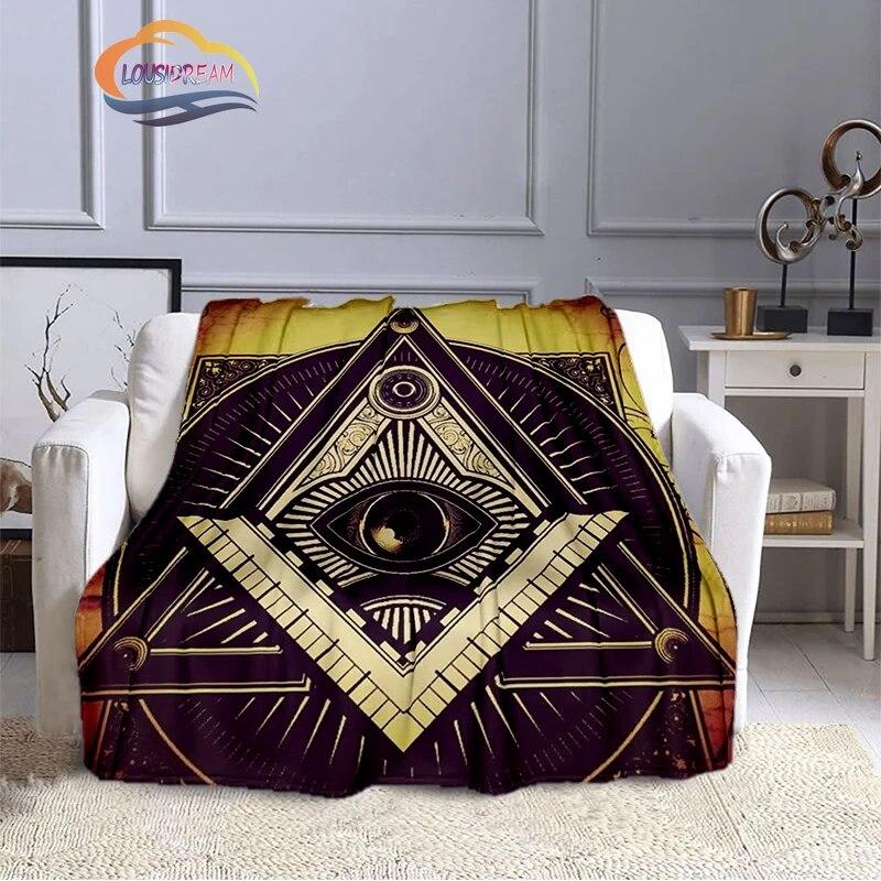 Fashion Patterns Masonic Portable Sofa Blanket Freemason Flannel Warm Four Seasons Camping Blanke Freemasonry Multi Size Blanket