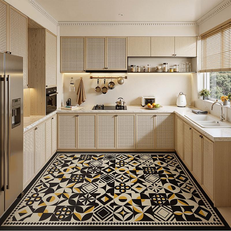 

Carpet for Kitchen Pvc Floor Mat Large Size Waterproof Non-slip Rug Vinyl Leather Anti-oil Foot Mats Retro Home Decoration Rugs 1pc 50x80cm