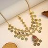 Bohemian Exotic Rhinestone Tassel Necklace & Earrings Set In Antiqued Alloy