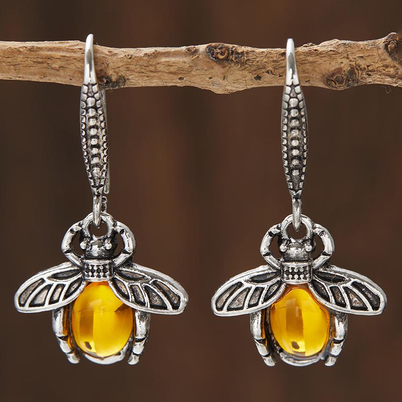 Vintage Exquisite Bohemian Firefly Style Pendant Earrings Women's Fashion Personalized Creative Zircon Gift Accessories