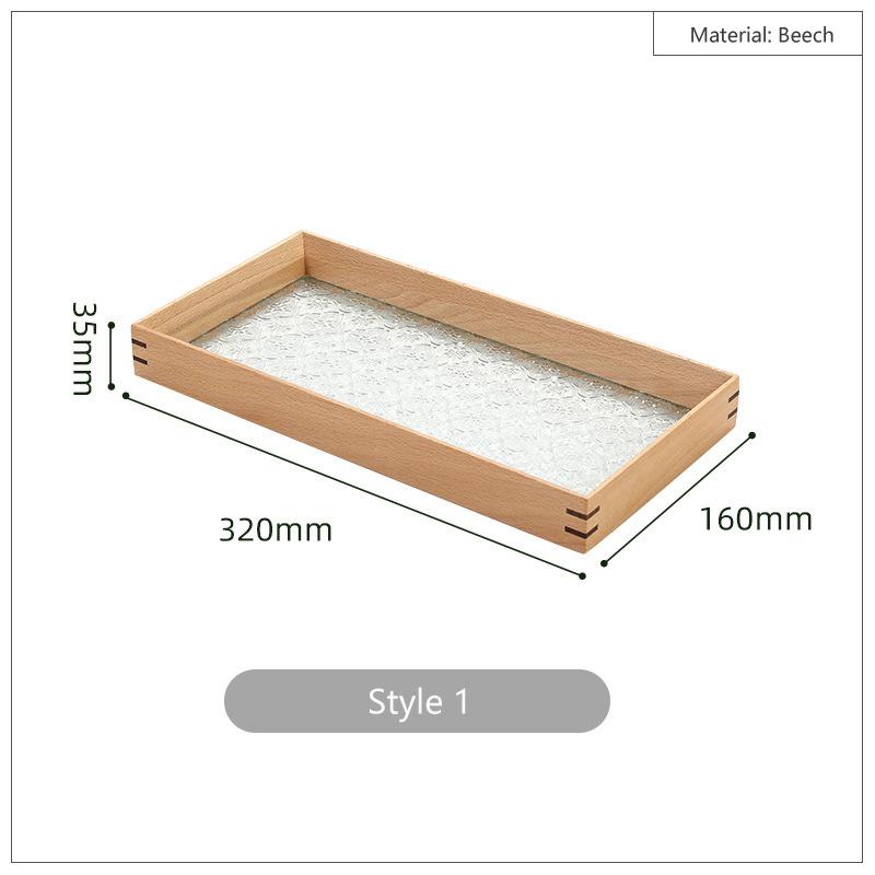 

HeMu Винтажный поднос из стекла и дерева с изображением вишни и яблока, настольный декоративный набор для ароматерапии, чайный поднос для приема гостей на море