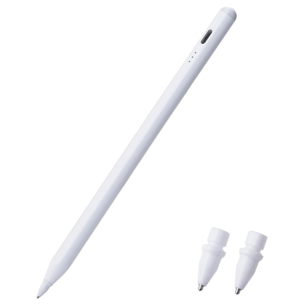 ELECOM Stylus Pen with iPad Pro Air Mini Pencil with Metal Fast Palm Tilt Magnetic White [Compatible 11-inch A16, 7th/8th/9th/10th Generation,
