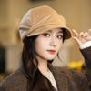 Vše ladí Vlněný Plisovaný Teplý Baret pro Dámský Podzim a Zimu Nový Ležérní Větruodolný Jezdecký Klobouk Zvýrazňující Obličej Zvýrazňující Klobouk Newsboy