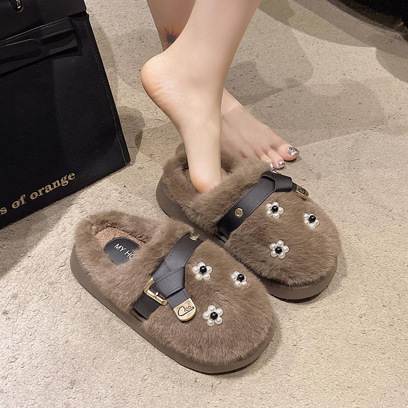 Women s Lightweight Comfortable Non-slip Heightening Winter Warm Plush Lining Non-slip Durable Casual Cotton Slippers Fur Shoes 4041 дубильная кора 4440₽