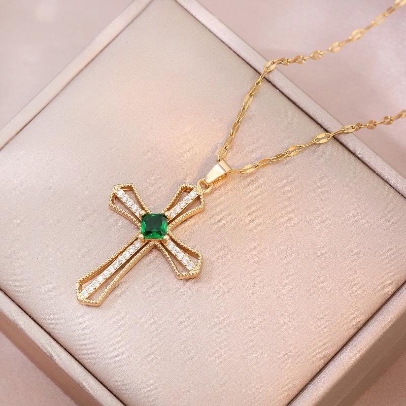 Meier Halskette europäischer und amerikanischer Stil Kreuzkette eleganter Diamantanhänger Schlüsselbein Kette