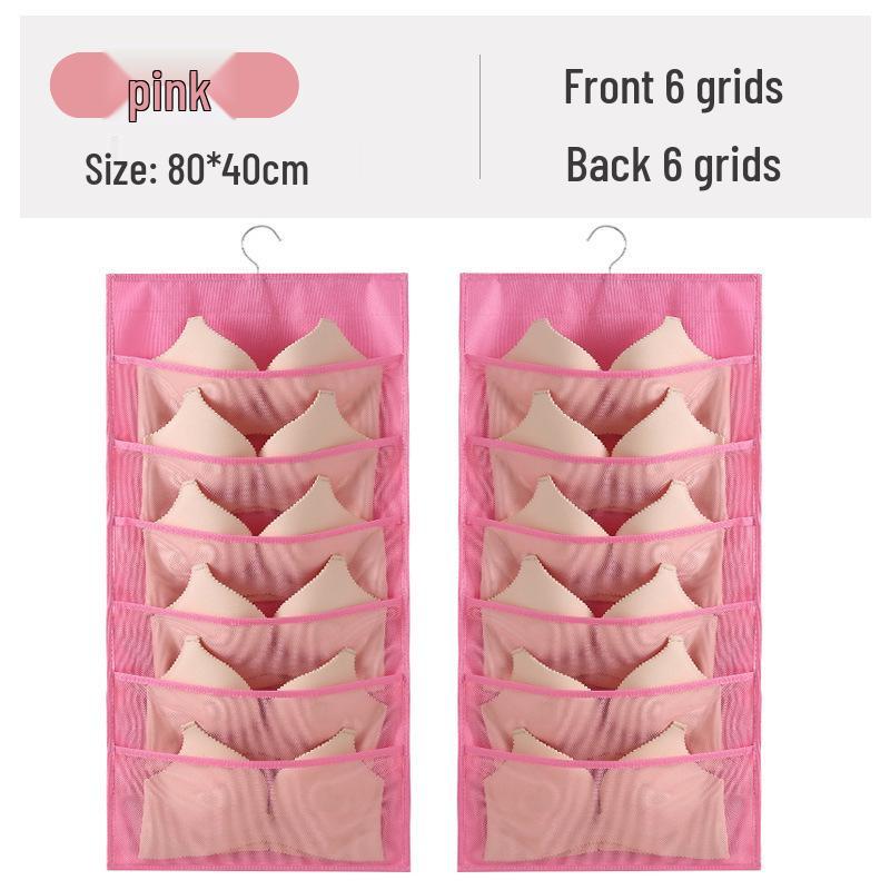 Dual-Sided Hanging Underwear Organizer for Wall or Dorm, Ideal for Bras and Panties.