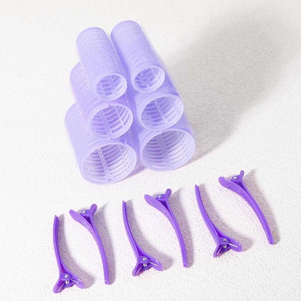 12pcs Self Held Curler Set, Including 6 Curlers and 6 Clips, Suitable for DIY Hairstyle design,Special for Real Hair Wigs