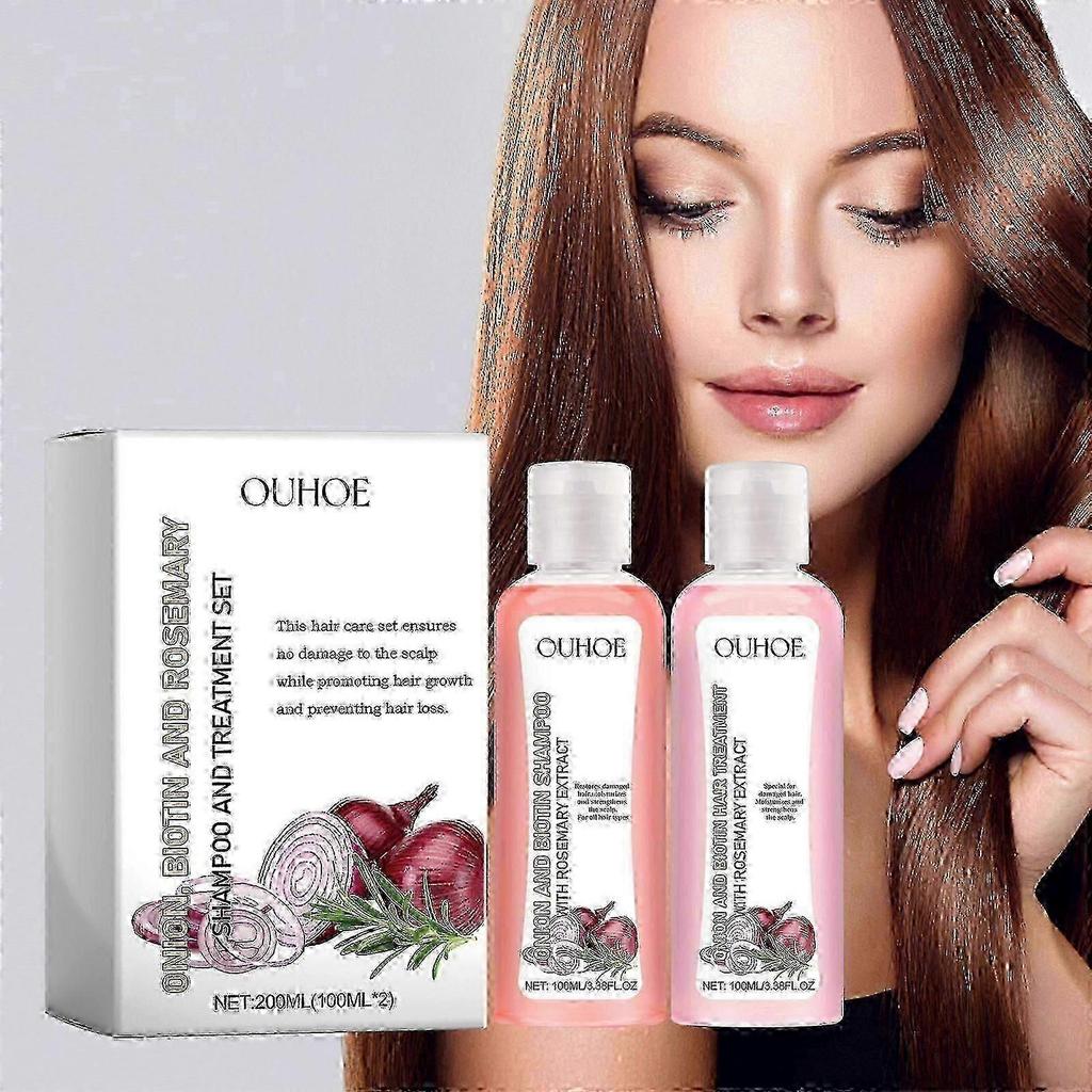 Onion, Biotin And Rosemary Shampoo And Treatment Set, Nourish Hair Root Scalp Thick Hair Luster Thick Hair