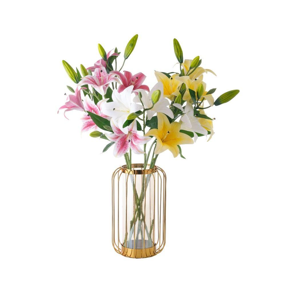 3D Printing Fake Lily Bouquet 2 Heads Wedding Bridal Bouquet for Home Wedding Decor