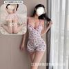 Crispy Cherry Floral Can Be Worn Outside, Sexy Suit, Free Suspender V-neck Plus Chest Pad Pajamas, Comfortable Home