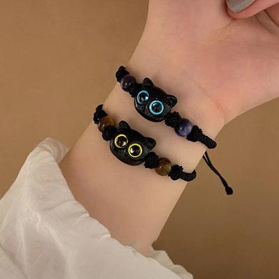 Niedliche Big Eye Cat Armbänder für Frauen Cartoon Emaille Tier Haustier Anhänger Handkette Kinder Boudoir Paar Armband Schmuck Geschenk