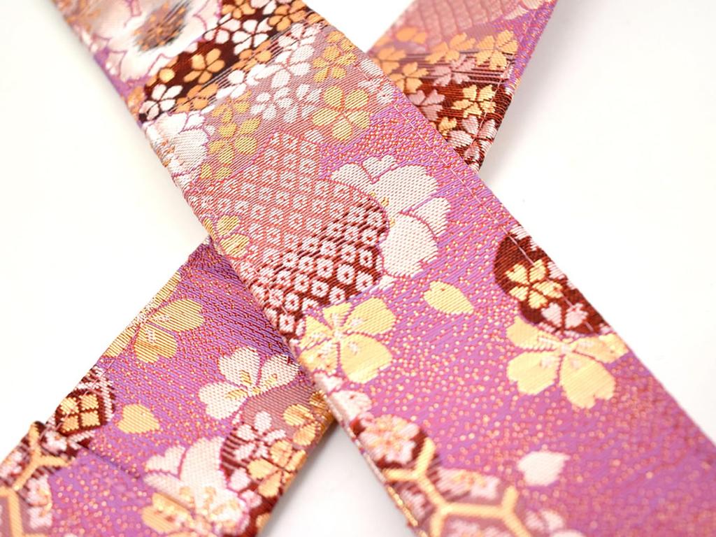 Harmonics J Nishijin Brocade Guitar Made in Length Azuki Strap, Japan, 810-1410mm, Flower-Patterned (No. 4)/DB