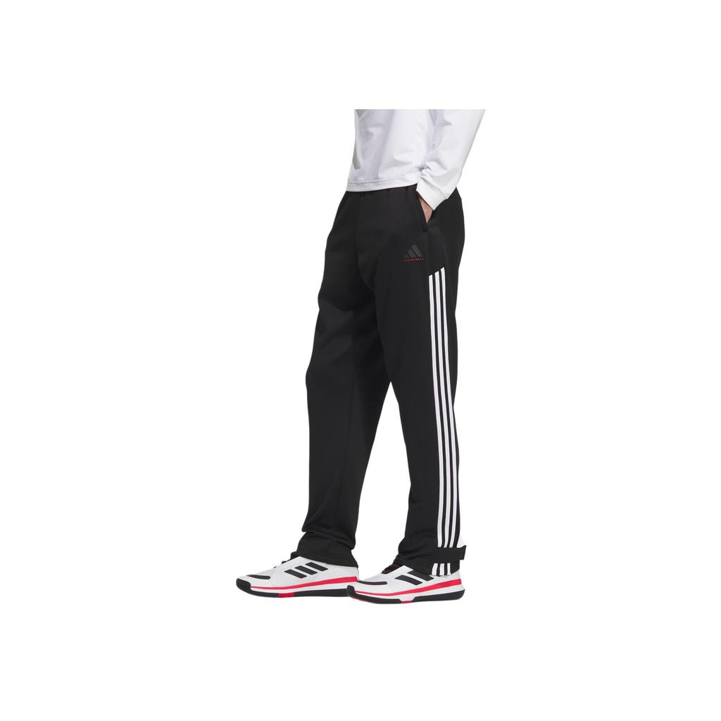 Adidas Basketball FW24 Comfortable Soft Versatile Striped Retro Sports Long Pants Knitted Men Bottoms Black JL7584