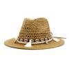 Khaki Womens Summer Hat Panama Sun Hat Hand Knitting Straw Hat Ladies Beach Sombrero Outdoor Male Female Fedora Fashion White