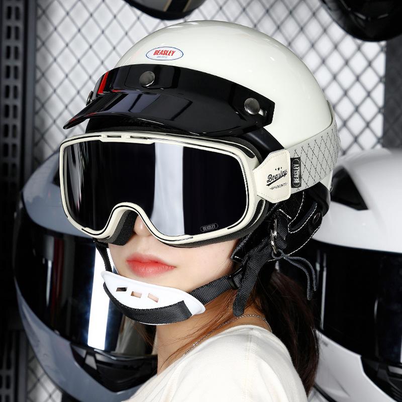 

3c Certified electric vehicle retro riding helmet for men and women, summer half helmet, motorcycle safety helmet, suitable for all seasons XL
