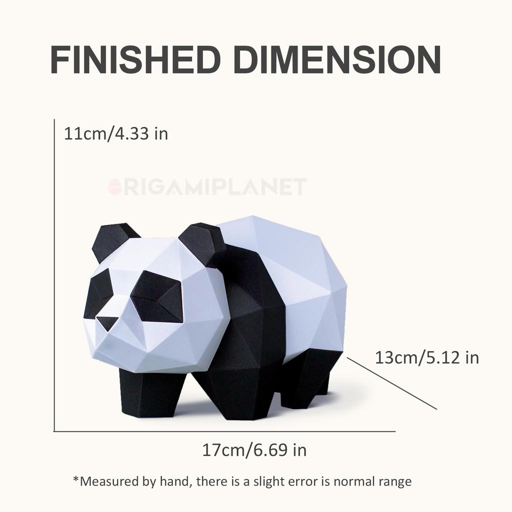 ORIGAMIPLANET 3D Origami Papercraft Kit Panda Fun DIY 3D Panda Paper Art Model for Teens Easy Handmade Animal Figurine Sculpture Gift Set for