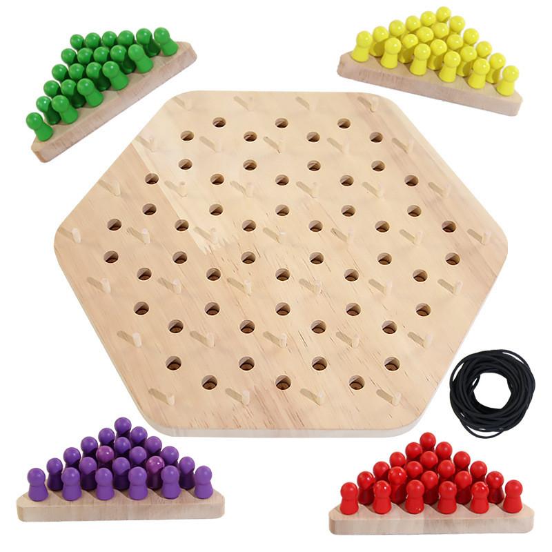 Wooden Geometric Chain Triangular Board Game For Brain Training And Family Interaction