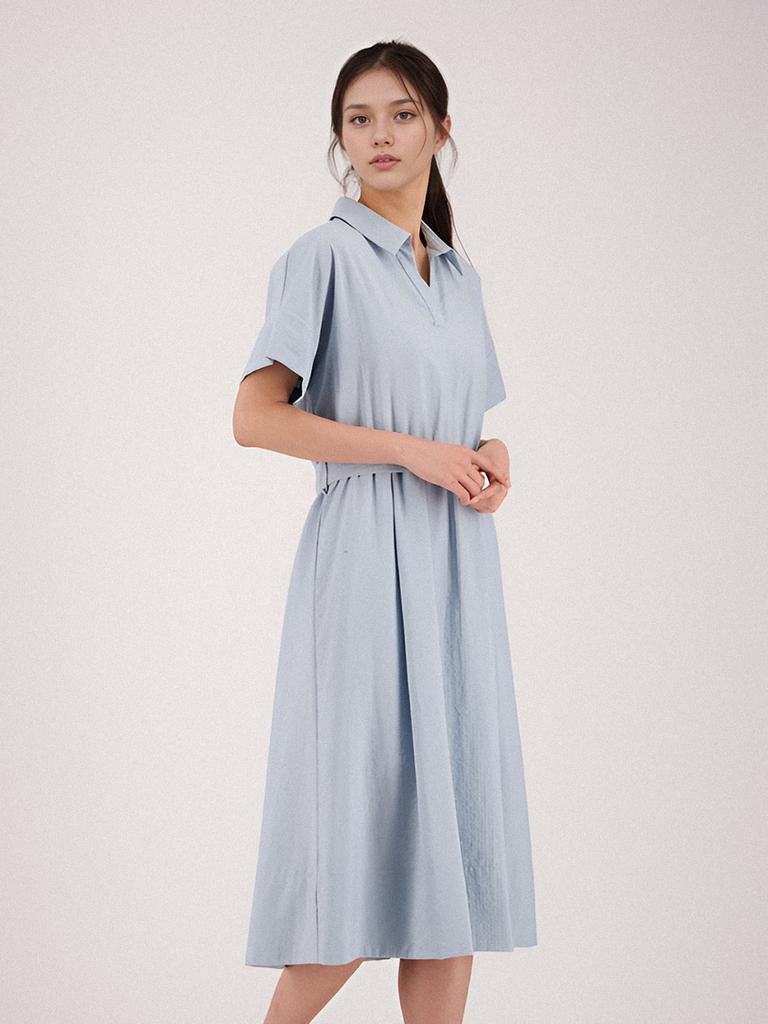 Acud Collar Neck Half Sleeve Dress _Sky