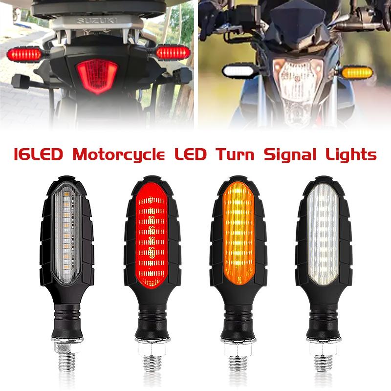 16 LED Motorcycle Turn Signal Lights Waterproof DRL Flasher Motorbike Indicator Blinker Moto Tail Brake Warning Lamp DC 12V