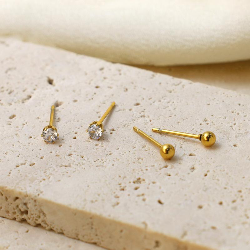 Spot Atmospheric Fashion 316L Sweet Retro Pearl Simple Versatile Ball Stud Earrings Titanium Steel Earrings