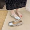 2025 Small Leather Shoes New Versatile Single Shoes Doudou Shoes Spring and Summer French Retro Mary Jane Shoes Women's Light Mouth Silver
