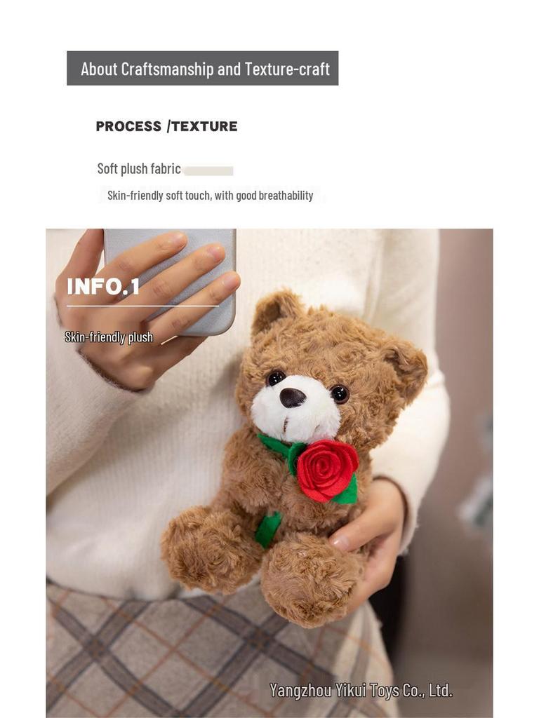 Holiday Gift Plush Teddy Bear with Valentine’s Day Rose Bouquet - Christmas & Graduation Celebration