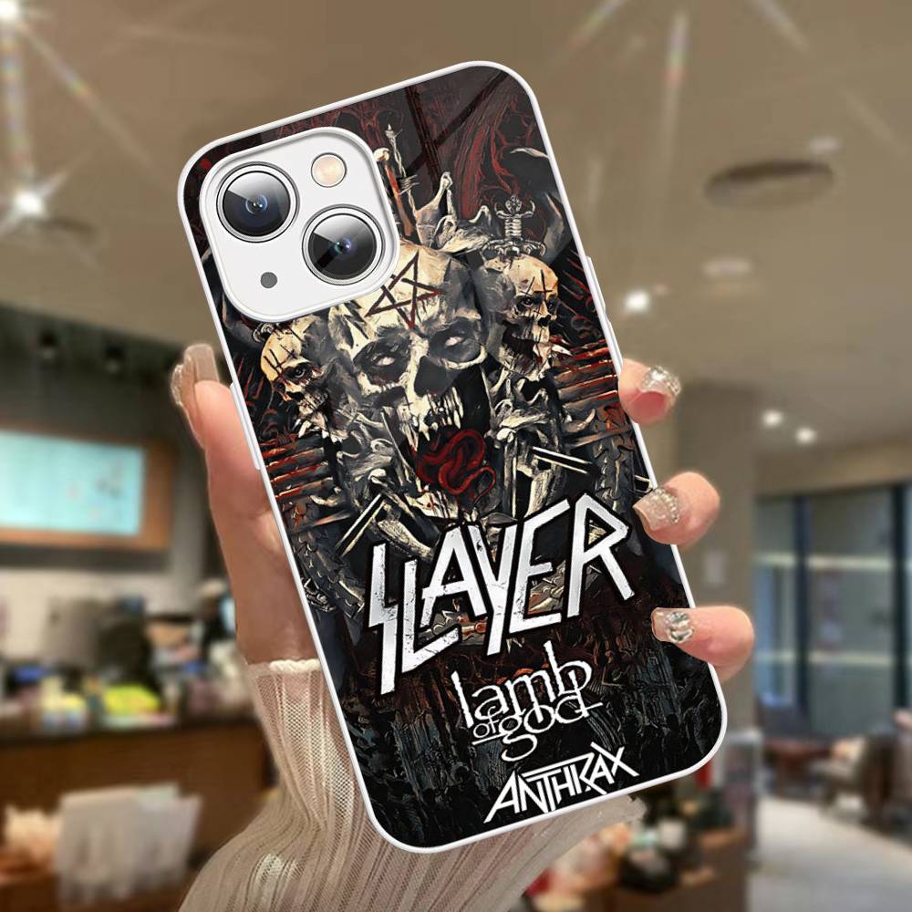 Slayer Heavy Metal Band Music For IPhone 14 13 12 Mini 11 Pro XS Max X XR 14 Plus Tempered Glass Cover
