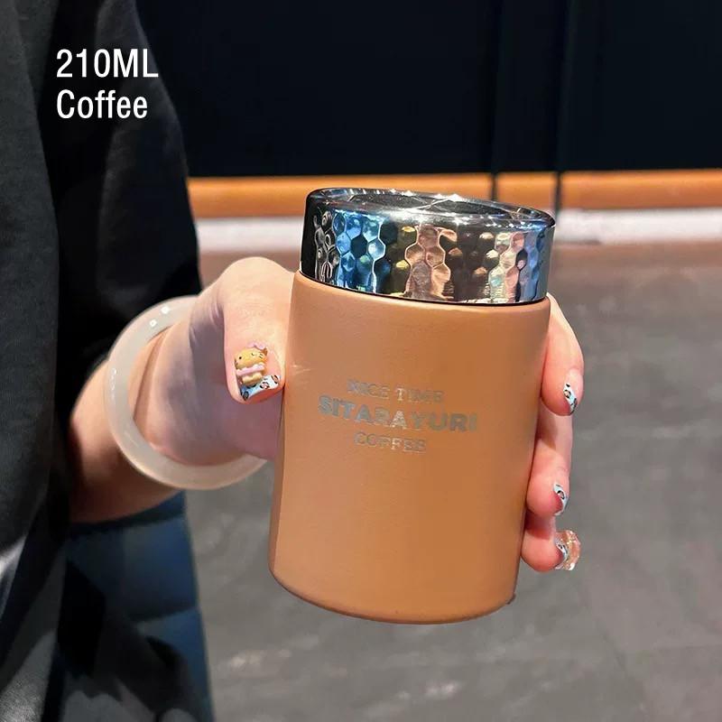 210ml/420ml Fashion Mini Double Stainless Steel Vacuum Flask With Bling Lid Portable Pocket Coffee Tea Thermos Mug Tumbler