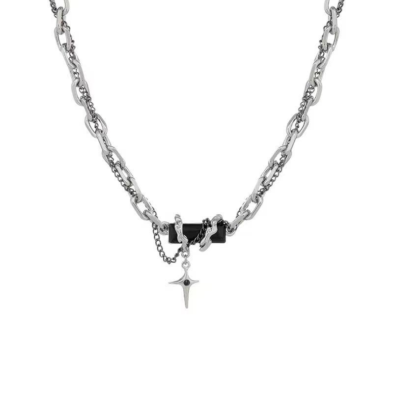 

European and American necklaces, black zircon crosses, splicing necklaces, necklaces, men s high-end dancing, winding necklaces, collarbone chains
