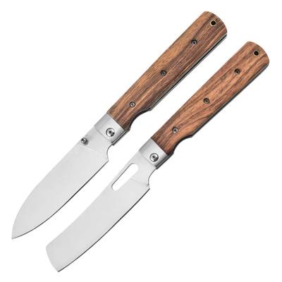 Cuțit de Bucătărie Pliabil de 5,5 Inch Cuțit de Legume pentru Exterior Convenabil de Buzunar Instrument de Picnic Cuțit Mic Mâner din Lemn Colorat Japonia