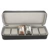 Anti-scratch PU Leather Watch Bag Black 6 Slots Watch Storage Zipper Type Dustproof Watch Case Watch Protection