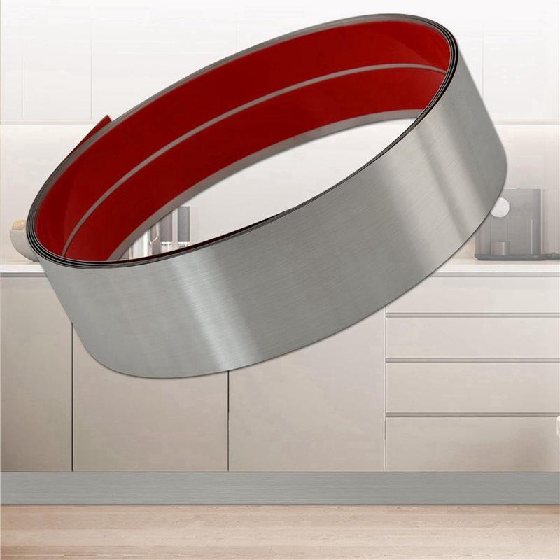 3X Stainless Steel Kick Plate, Peel And Stick Kickplate Base Cover,Baseboard Molding Trim For Wall,Silver